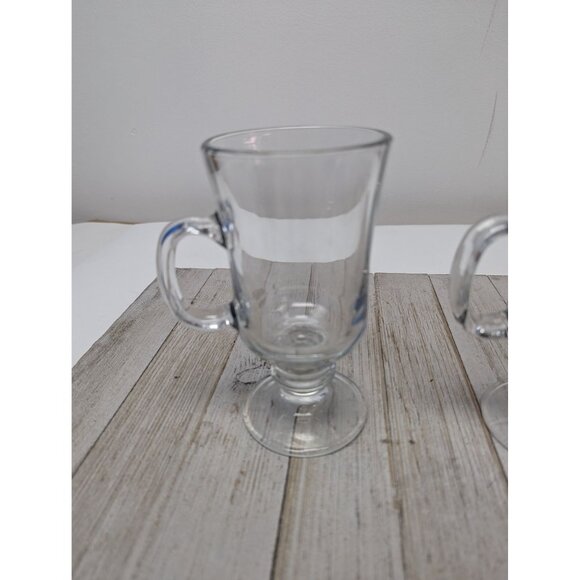 Libbey Set Of 2 Irish Coffee Hot Cold Clear Footed Mugs 5 3/4" - Picture 3 of 9